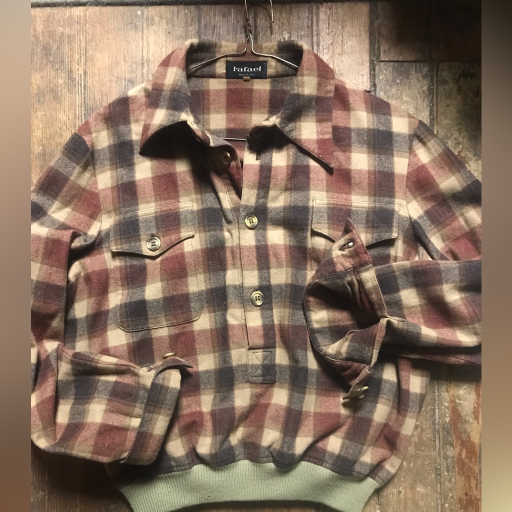 Vtg Rafael Wool Pleated Flannel Made In Italy